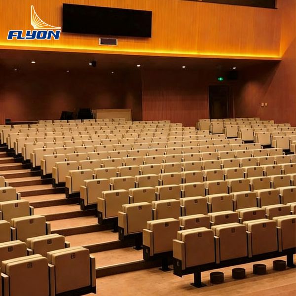 Ergonomic Theater Chair with Adjustable Armrest and Foldable Structure for Cinema Auditorium Seating