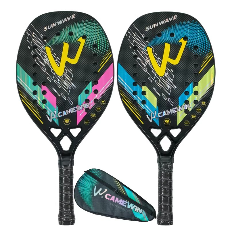 3K Carbon Fiber Beach Tennis Racket Rough Grit Surface Tennis Padel with Carrybag