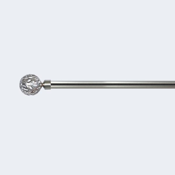 Ball Shape Matte Nickel Curtain And Rod Set Metal With Hollow Finial