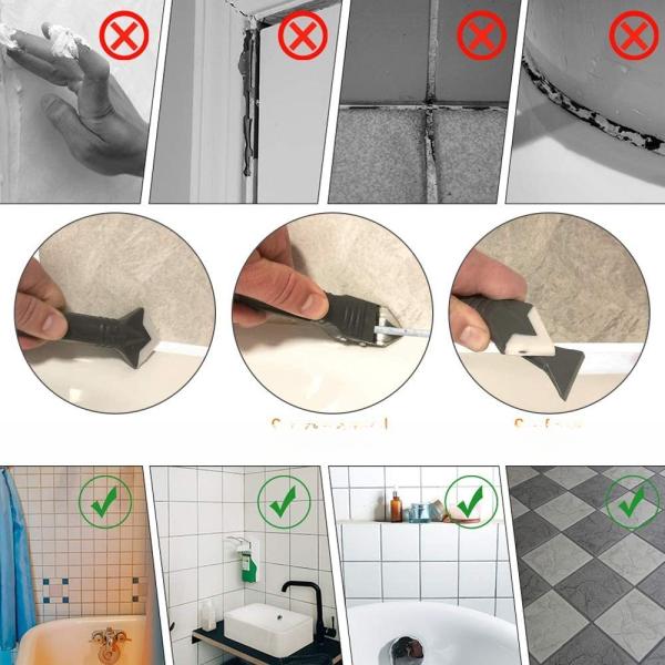 Stainless Steel Head Silicone Sealant Tool 3 In 1 Sealant Scraper Multifunction