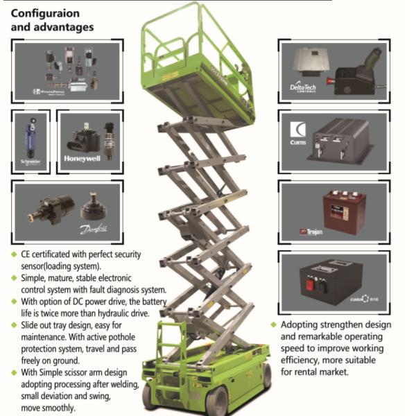 Портативные электрические Scissor платформа подъема 6m поднимаясь с емкостью 320kg EWP для продажи