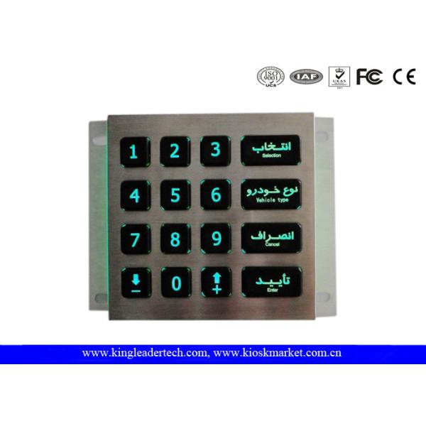 Custom Layout Illuminated Keypad With Green Backlit And Matrix 4x4