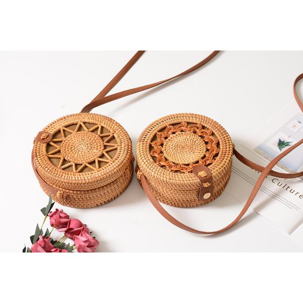 Сумка Богемии круга пляжа сумки соломы плеча ротанга лета Handmade для женщин