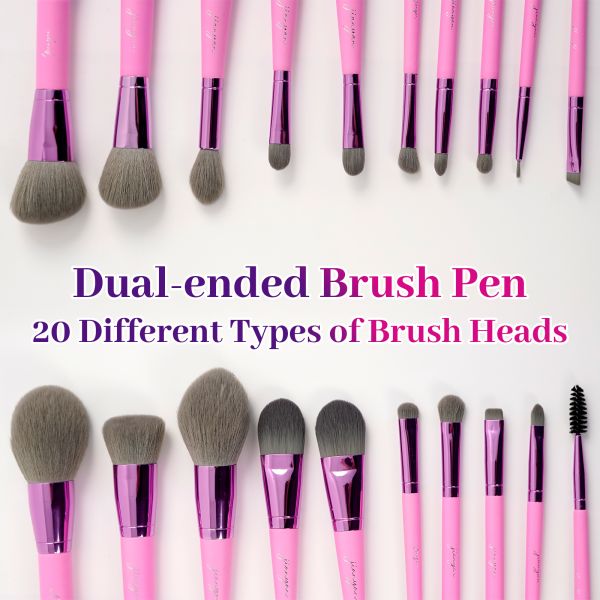 10-Piece Dual-Ended Professional Makeup Brush Set with 20 Functions and Premium Nylon Bristles