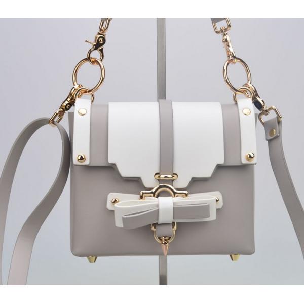 Bow hit the color stitching Korean pu shoulder bag with a clasp women's shoulder bag