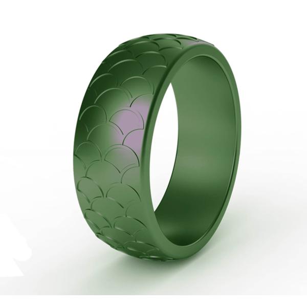 Men Silicone Wedding Ring Fish Scale Design Multi Colors 8.7mm Breathable