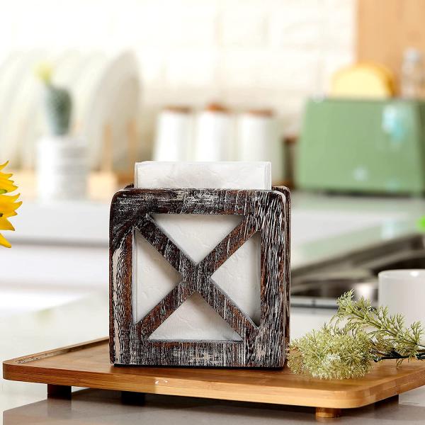 Customizable Rustic Napkin Holder for Farmhouse Decoration Printing Silk-screen/Burned