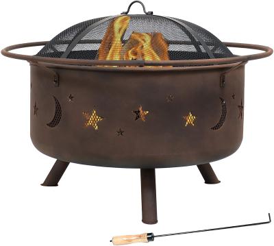 30'' portable charcoal fire pit Round Steel Deep Bowl Firepit Outside Patio