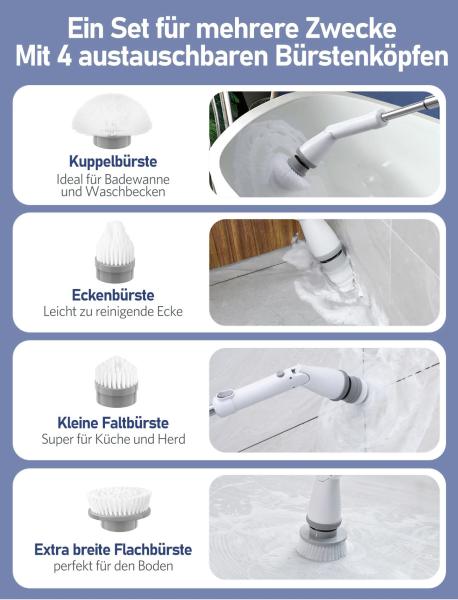 Bathroom Floor Electric Spin Scrubber Rechargeable Extendable