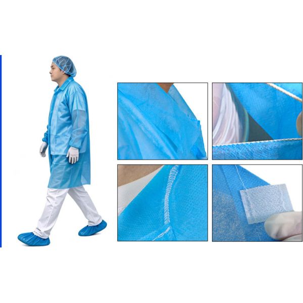 CE Certification Disposable Lab Coat with AAMI Level 1 Protection and Elastic Cuffs for Secure Fit