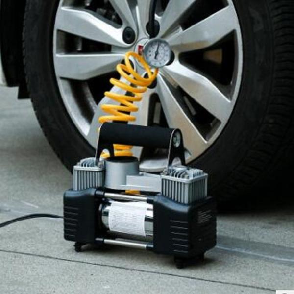 DC12V Двухцилиндровый металлический автомобильный воздушный компрессор для автомобильного нагнетательного насоса