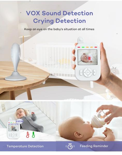 Video Portable Baby Monitor Automatic Night Vision Two Way Intercom Baby Phone 2.8 Inch