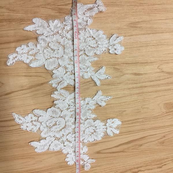 Jacquard Cord Eyelash  Lace Applique  for Wedding Bridal Dress
