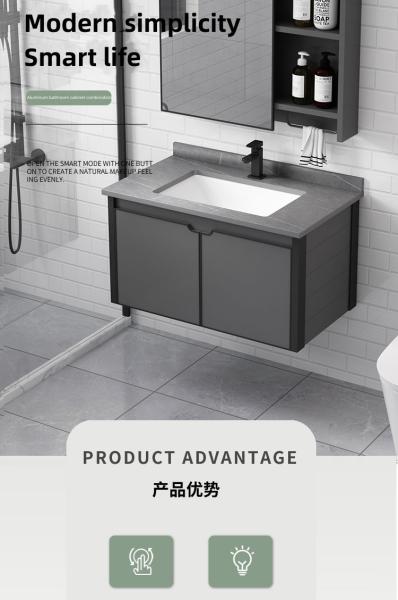 Space Aluminum Moistureproof Modern Hanging Bathroom Cabinets Combination