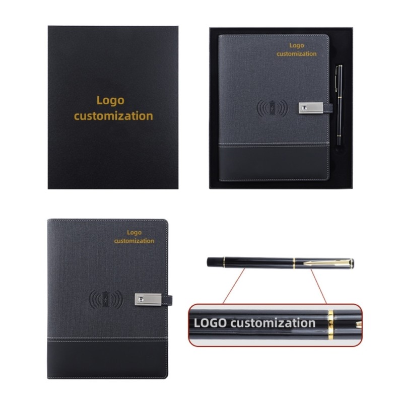 Debossing 3 Ring Loose Leaf Notebook A4 With Power Bank ODM