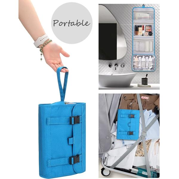 Blue Makeup Bag Waterproof Cosmetic Storage Organizer Case For Bathroom Shower