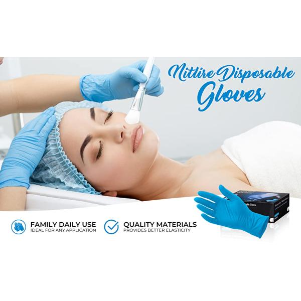 Protective Powder Free Examination Nitrile Gloves, Colored Nitrile and Vinyl Blend Disposable Medical Blue