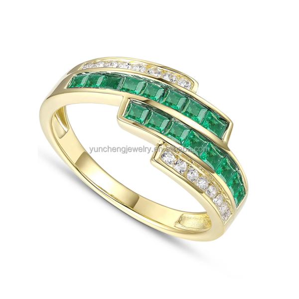 Prong Setting Emerald Ruby Women'S Diamond Statement Rings Size 6- Size 10