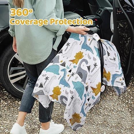 Muslin Cotton Infant Car Seat Canopy, Breathable Baby Carrier Cover