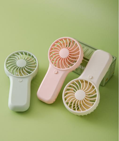 Portable AA Battery Handheld Fan 2W Power 3V Voltage Single-speed Mode Includes Lanyard White Green Pink