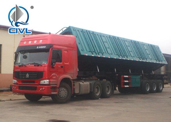 3 Axle 40T Container Flat Side Rollover Semi Dump Trailers / Side Dump Trailer
