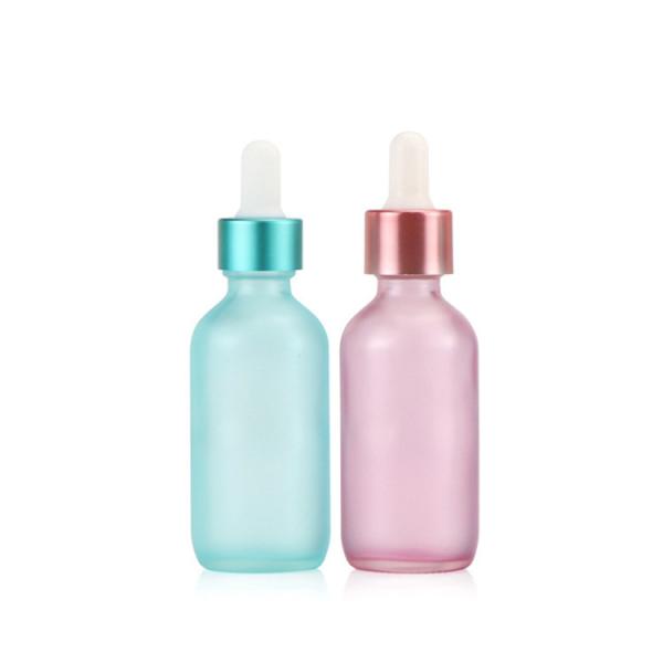 Semi Transparent Blue Pink Glass Dropper Empty Essential Oil Bottle 30ml