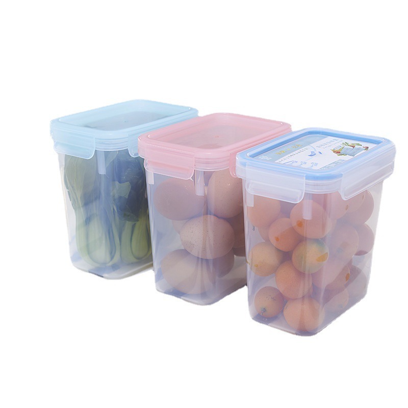Transparent Rectangular Fresh-Keeping Storage Box for Fruits Vegetables Snacks Grains Moisture-Proof Sealed Jar for Kitchen Use