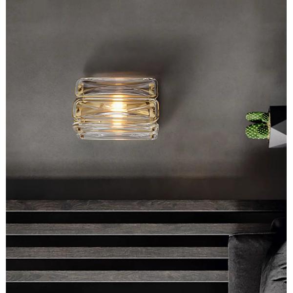 Crystal wall lamp postmodern simple living room TV wall background lamp light luxury atmosphere long strip bedroom bedside lamp