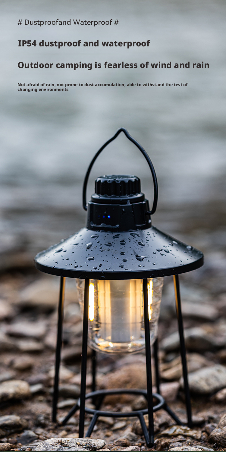 Retro Design Outdoor Camping Lantern Usb Rechargeable Camping Light With Hook