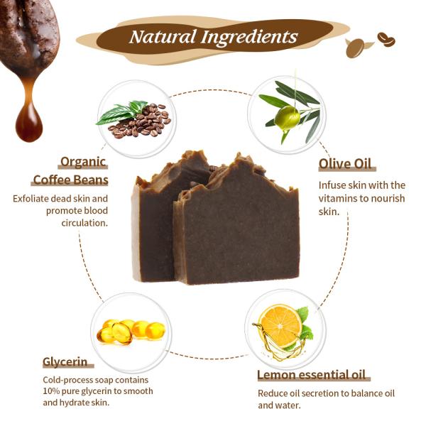 80G/pcs Coffee Facial Soap Cold Process Fruit Scented Hand Soap