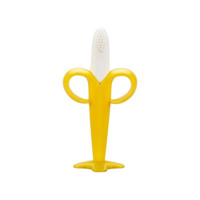 Yellow Banana Shape Silicone Baby Brush 100 % Food Grade Material Durable