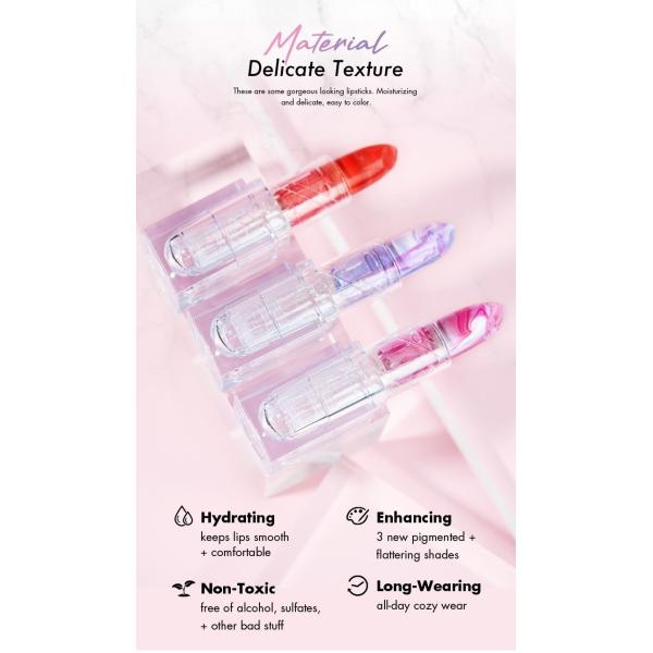 Sleek Vegan Natural Lipstick Smooth Colorful Marbling Water Resistant Lipstick