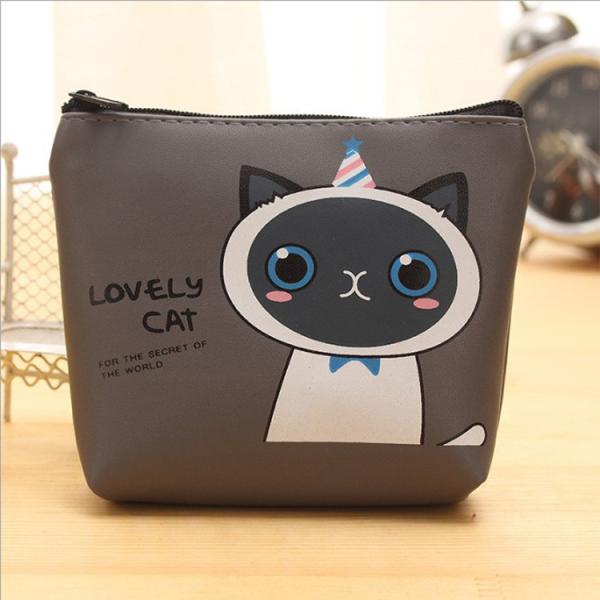Customized Color Waterproof Headphone Storage Plastic Coin Purse for Cute Cat Key