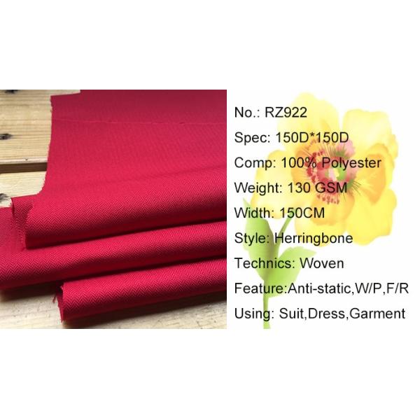 150D*150D Red Wavy Weft Woven Herringbone Fabric for Medium Weight Backpacks and Coats