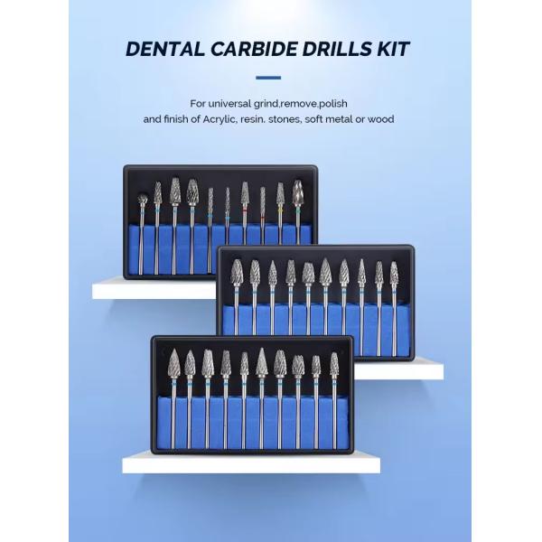 Стоматологическая лаборатория использует вольфрамокарбидные сверлы 10 штук/комплект стоматологический карбидный буровой набор для микромотора
