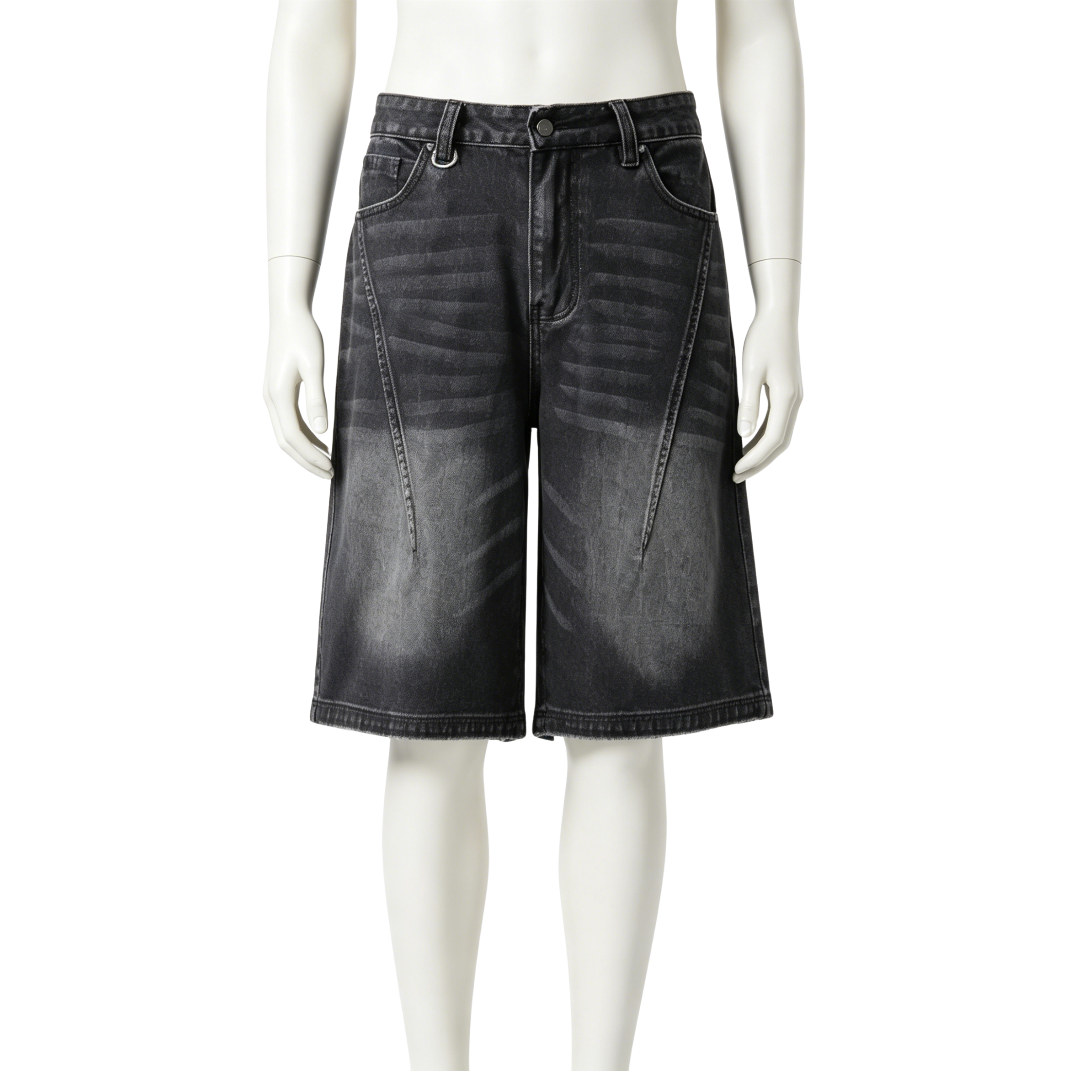 Gradient Washed Sports Sweat Shorts Non Stretch Wide Leg Denim Shorts Loose 2