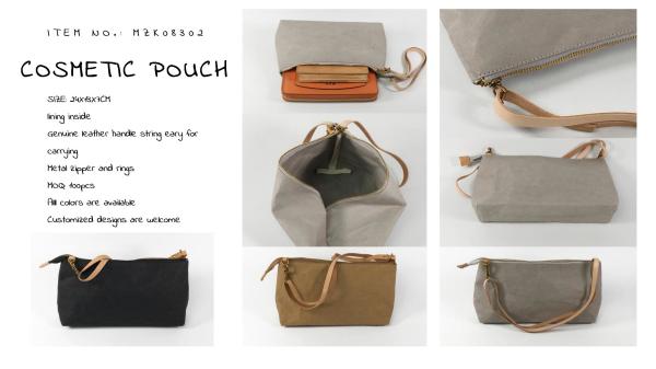 ECO-Friendly washable kraft paper cosmetic bag, makeup bag, tool bag, purse