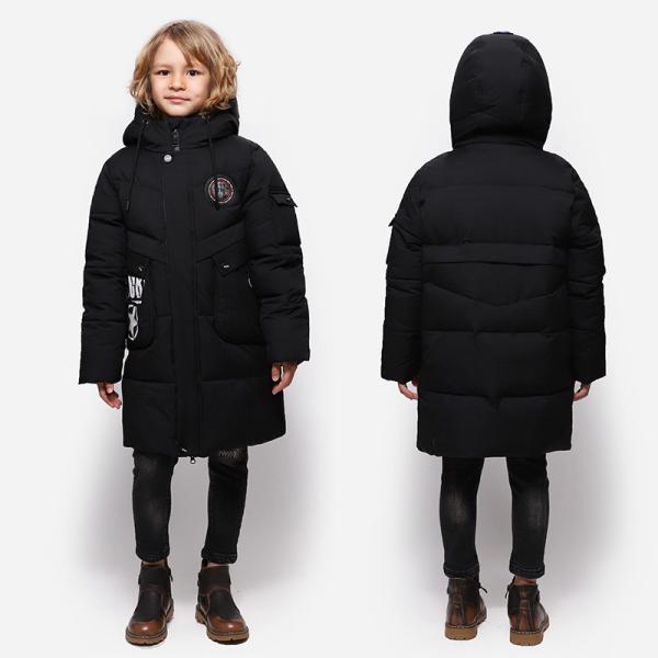 Bilemi Solid Black Thick Hooded Warm Boys Winter Jacket Fashion Parka Kids Downcoat