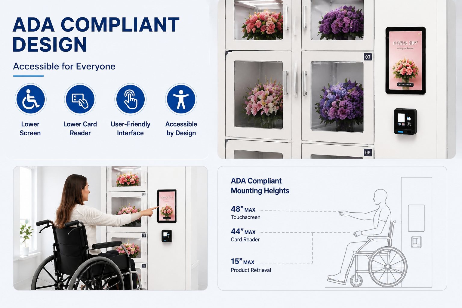 Refrigerated Touch Screen 24H Fresh Flower Vending Machine for Bouquets