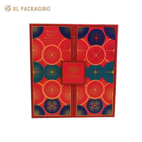 XL Packaging Custom Luxury Boxes OEM 24 Drawer Advent Calendar Box Tea Bag Hot Chocolate Bag Hot Coffee Calendar Paper Box For Gift