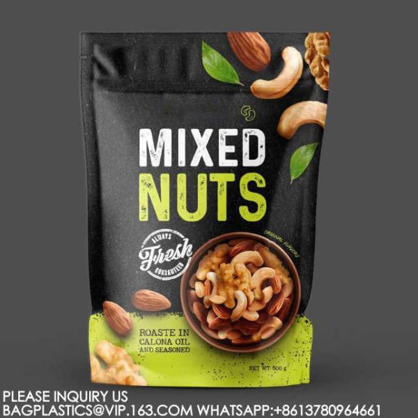 Eco Friendly Recycled Pouch Food Zip Bag Stand Up Peanut Pouches Snack Nuts Doypack Bags