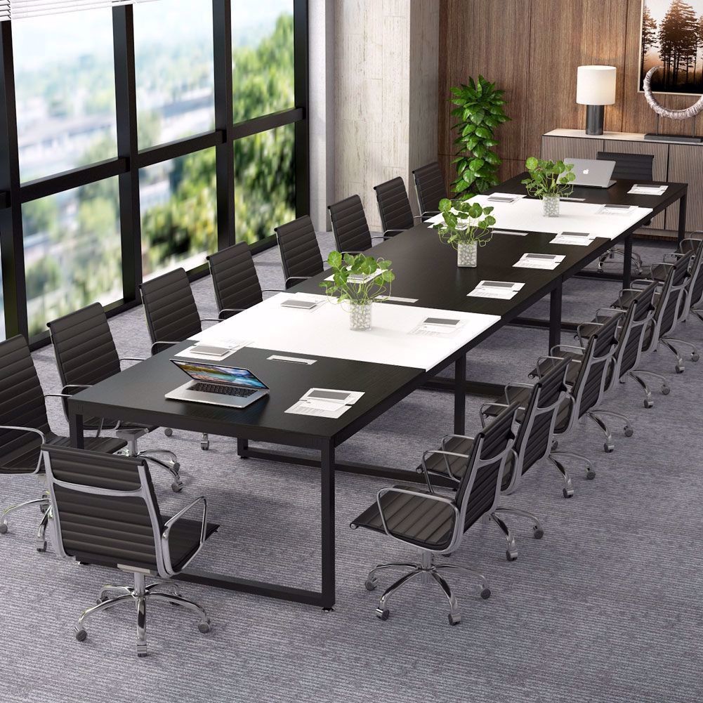 8ft Traditional Design Metal Meeting Room Table and Chairs Set for Small SOHO Office