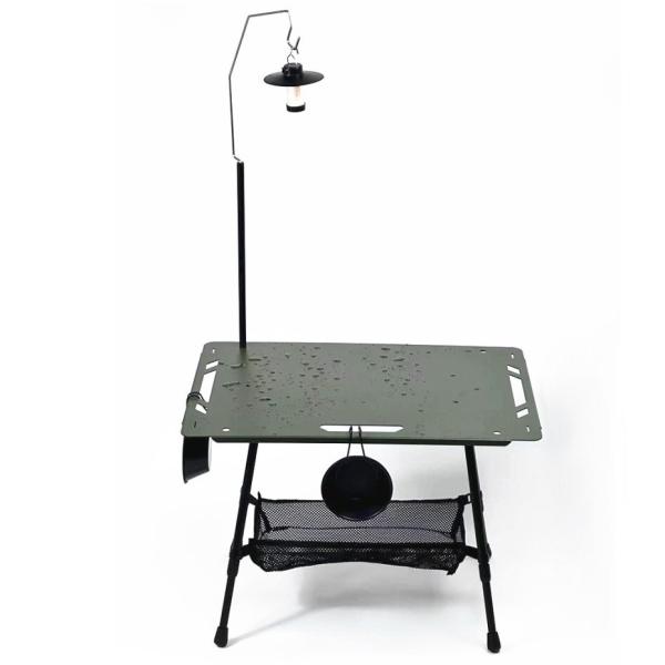 Mesa de acampamento ao ar livre de altura ajustável Mesa de piquenique Mesa dobrável com poste de lâmpada