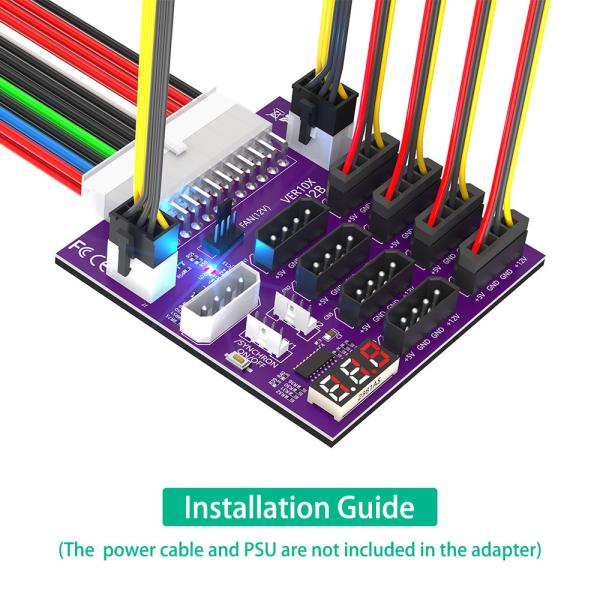 Computer Power Supply ATX 24Pin to 8 x IDE Molex 4Pin and 2 ATX 6Pin Power Connector Breakout Board for CHIA Hard Disk