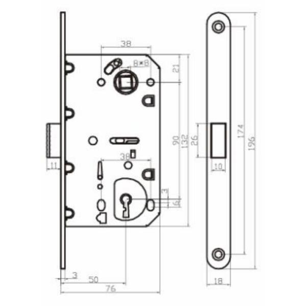 Deadbolt Steel Mortise Door Lock GP CP AB SN Finish Latch Magnetic Latch