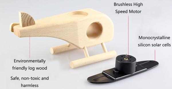 Handmade Decorative Solar Power Educational Toys Promotional Gifts Wooden Airplane Model