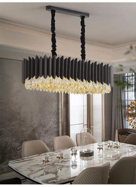Black Led Chandelier Dining Room Oval Design Creative Kitchen Lamp interior decoration for home(WH-CY-186)