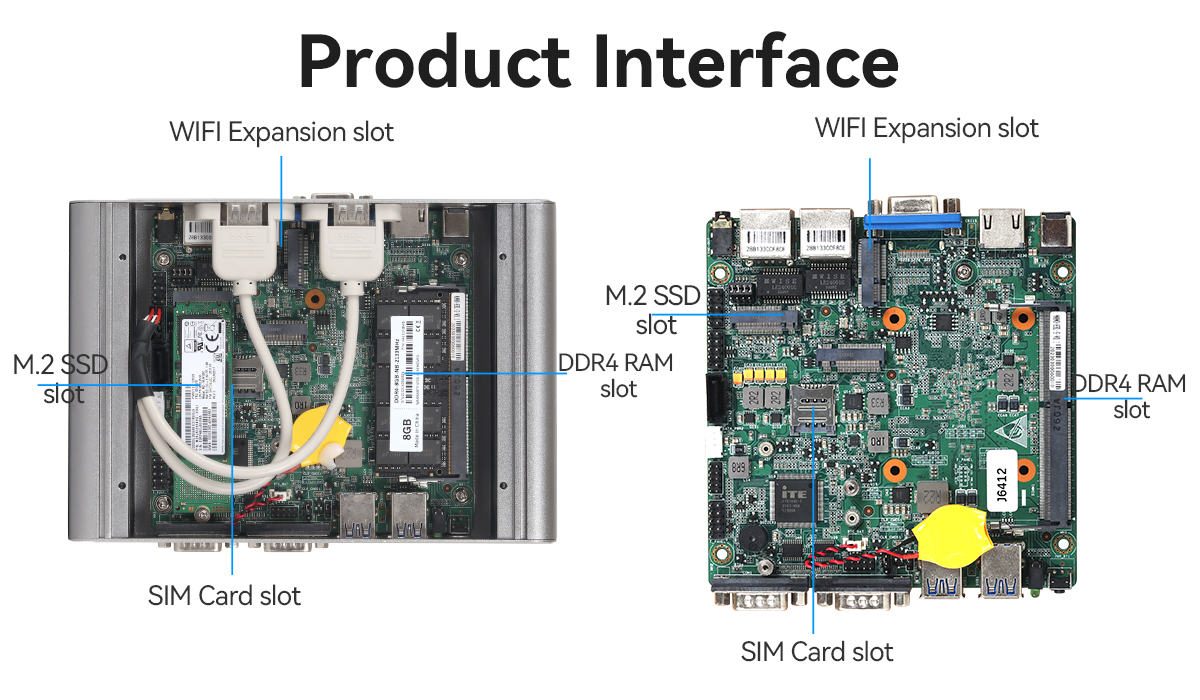 Intel Celeron J6412 Промышленный ПК с двойной COM двойной LAN и Linux