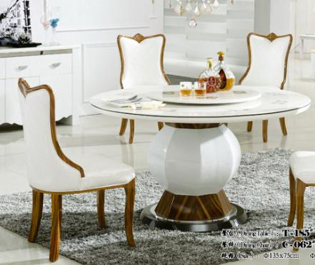 luxury dining room 8 persons round marble table with Lazy Susan furniture