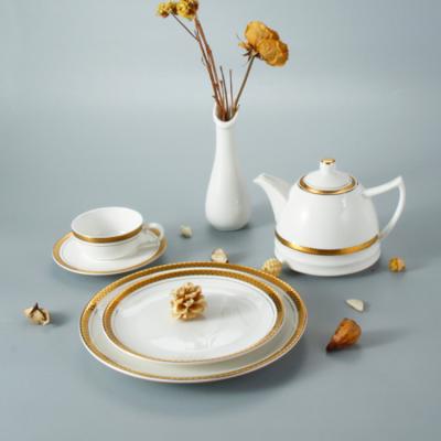 Porcelain Gold Party Wedding  8.25 Ceramic Dinnerware Set